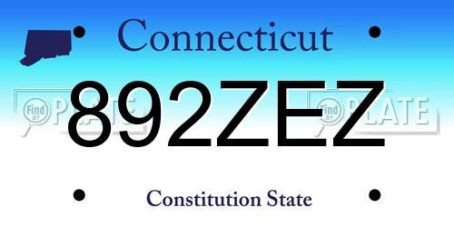 892ZEZ Connecticut License Plate