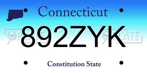 892ZYK Connecticut License Plate
