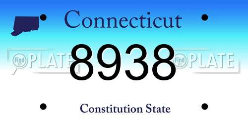 8938 Connecticut License Plate