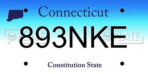 893NKE Connecticut License Plate