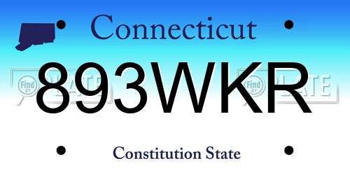 893WKR Connecticut License Plate
