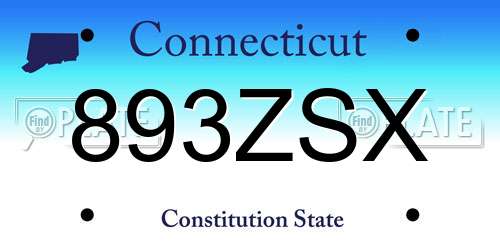 893ZSX Connecticut License Plate