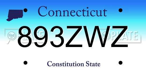 893ZWZ Connecticut License Plate