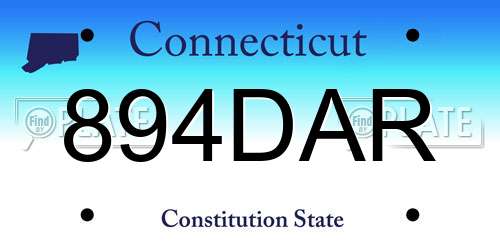 894DAR Connecticut License Plate