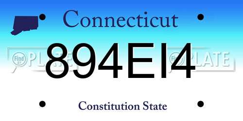 894EI4 Connecticut License Plate