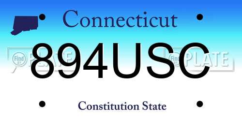 894USC Connecticut License Plate