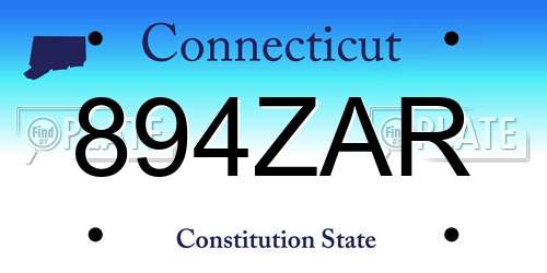 894ZAR Connecticut License Plate