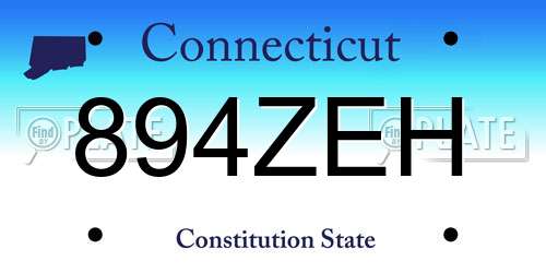 894ZEH Connecticut License Plate