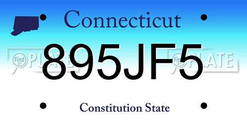 895JF5 Connecticut License Plate