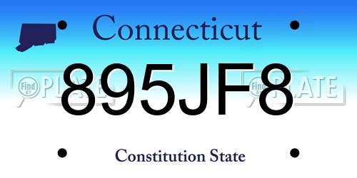 895JF8 Connecticut License Plate
