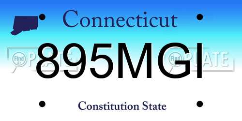 895MGI Connecticut License Plate