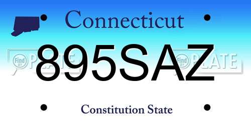 895SAZ Connecticut License Plate