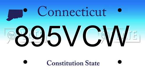 895VCW Connecticut License Plate