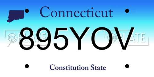 895YOV Connecticut License Plate