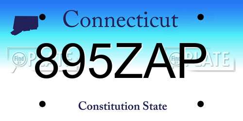 895ZAP Connecticut License Plate
