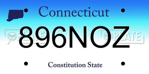 896NOZ Connecticut License Plate