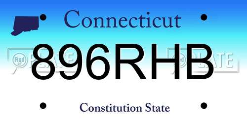 896RHB Connecticut License Plate