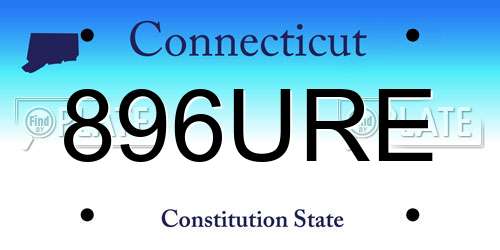 896URE Connecticut License Plate