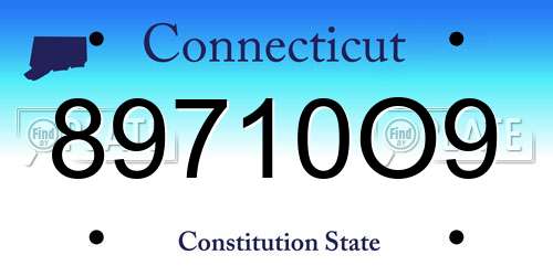 89710O9 Connecticut License Plate