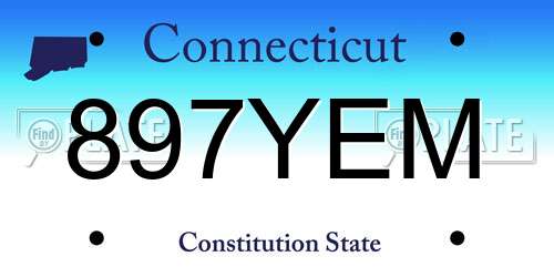 897YEM Connecticut License Plate