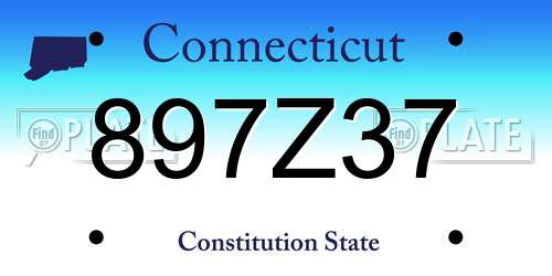 897Z37 Connecticut License Plate