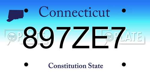 897ZE7 Connecticut License Plate