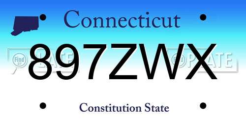 897ZWX Connecticut License Plate