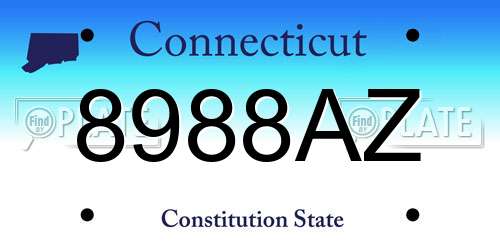 8988AZ Connecticut License Plate