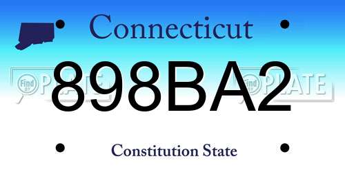 898BA2 Connecticut License Plate