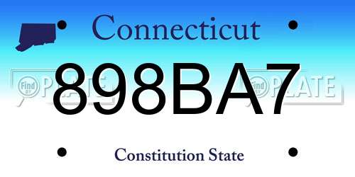 898BA7 Connecticut License Plate