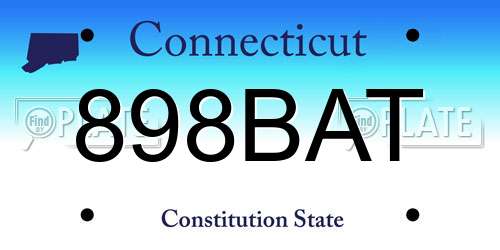 898BAT Connecticut License Plate