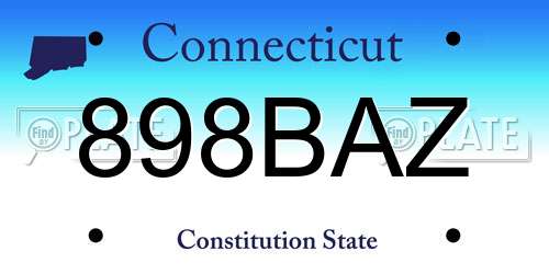 898BAZ Connecticut License Plate