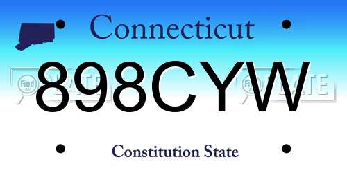 898CYW Connecticut License Plate