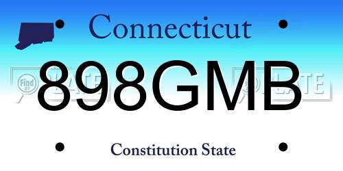 898GMB Connecticut License Plate