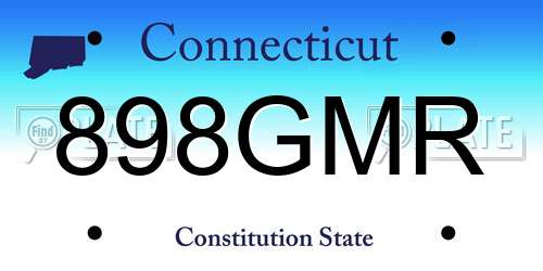 898GMR Connecticut License Plate