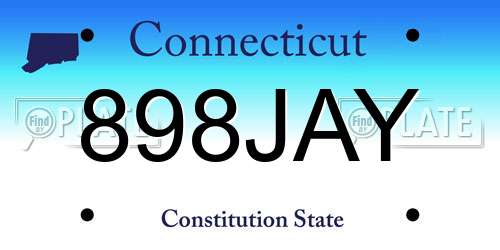 898JAY Connecticut License Plate