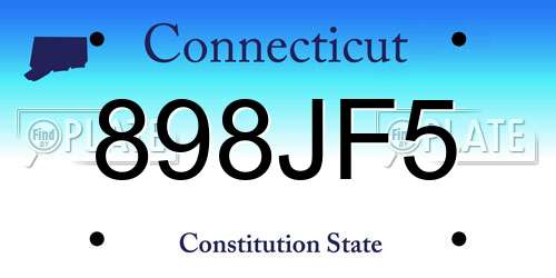 898JF5 Connecticut License Plate