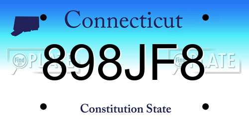898JF8 Connecticut License Plate
