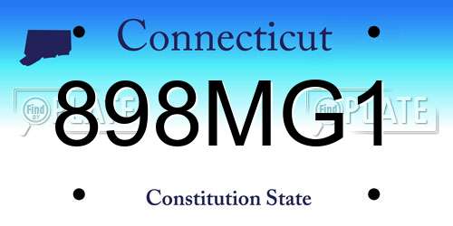898MG1 Connecticut License Plate