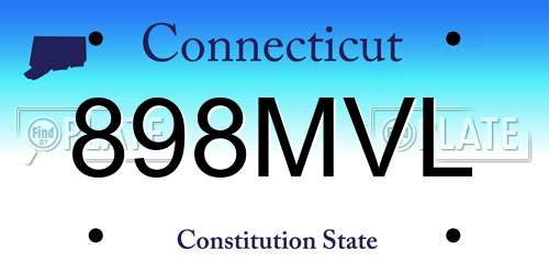 898MVL Connecticut License Plate