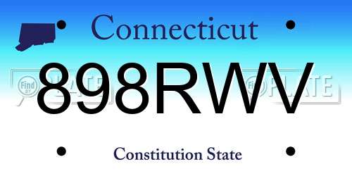 898RWV Connecticut License Plate