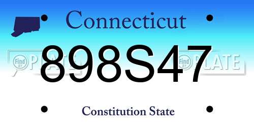 898S47 Connecticut License Plate