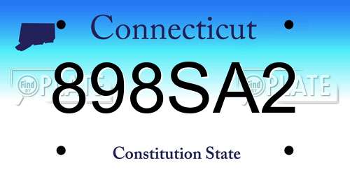 898SA2 Connecticut License Plate