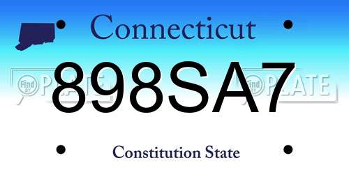 898SA7 Connecticut License Plate
