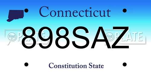 898SAZ Connecticut License Plate