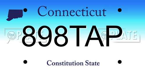898TAP Connecticut License Plate