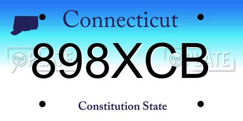 898XCB Connecticut License Plate