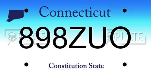898ZUO Connecticut License Plate