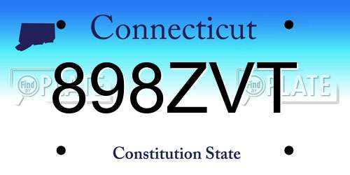 898ZVT Connecticut License Plate