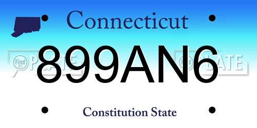 899AN6 Connecticut License Plate